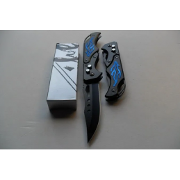 Couteau Automatique Lame Acier 9,5 Cm Manche Alu Coloré 11,5 Cm Chasse Pêche Bivouac