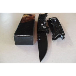 Petit Couteau Pliant Lame Acier 7 Cm Manche Acier Gravé 9 Cm Chasse Pêche Bivouac