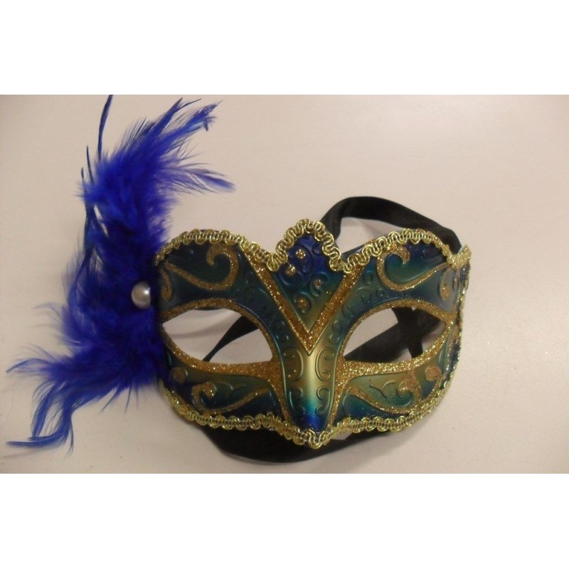 MASQUE STYLE VENITIEN COLOMBINE A PLUMES PERLE SOIREE FETE CARNAVAL