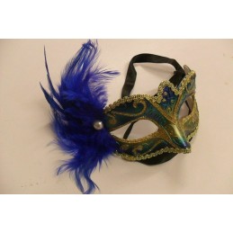 MASQUE STYLE VENITIEN COLOMBINE A PLUMES PERLE SOIREE FETE CARNAVAL