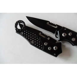 Petit Couteau Pliant De Poche Lame Acier 7 Cm Manche Acier Anneau 9,5 Cm Chasse Pêche Bivouac