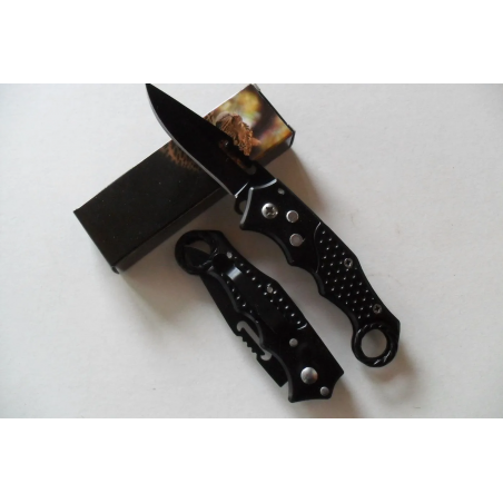 Petit Couteau Pliant De Poche Lame Acier 7 Cm Manche Acier Anneau 9,5 Cm Chasse Pêche Bivouac