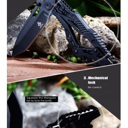 Couteau Transformer JUNLANG Longueur 8 + 11,5 cm Lame Tanto Chasse Peche Bivouac