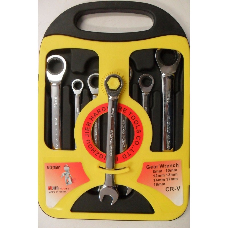 Jeu de 7 Clés Mixte Cliquet de 10 à 19 mm Chrome Vanadium