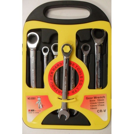 Jeu de 7 Clés Mixte Cliquet de 10 à 19 mm Chrome Vanadium