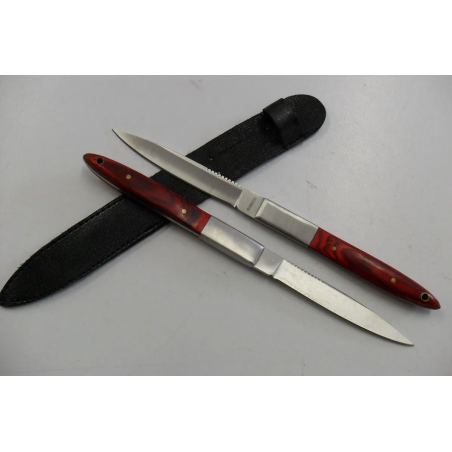 Lot 2 Couteaux De Survie Non Pliant Acier 24 Cm Acier Inoxydable Manche Bois Etui Ceinture