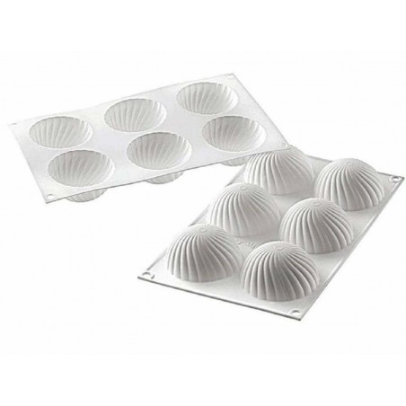 Moule Silicone Souple 6 Petits Fours / Demi SPHERE VRILLES 30 X 17,5 CM