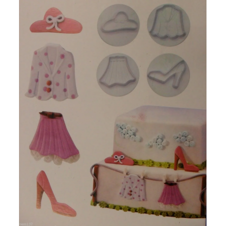 4 Emporte Pieces Décor Garde Robe Fille Patisserie Gateau Cupcakes Cake Sablé