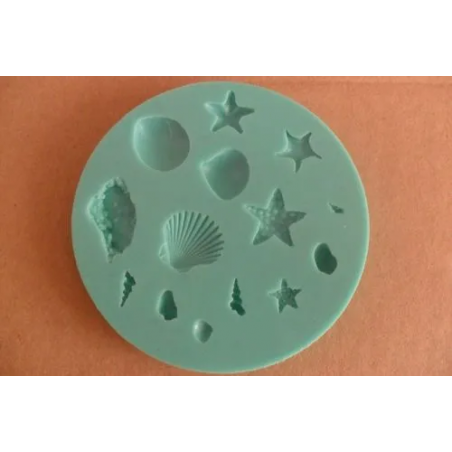 Moule en Silicone 13 Motifs "Crustacés" Pour Pate à Sucre & d'Amande