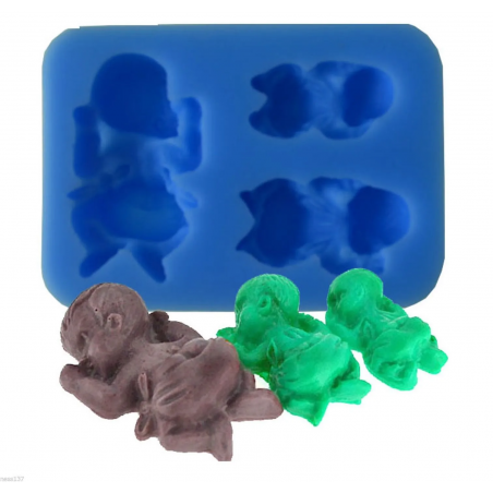 Moule Gâteaux En Silicone 3 Bébé Pour Pate À Sucre & D'amande Cake Design