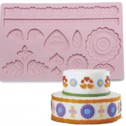 Plaque en Silicone à Modelage Jolis Motifs Pate à Sucre & d'Amande Cake Design