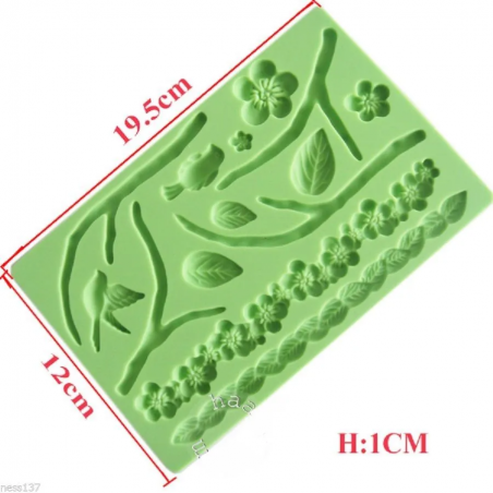 Plaque En Silicone À Modelage Nature Pate À Sucre & D'amande Cake Design