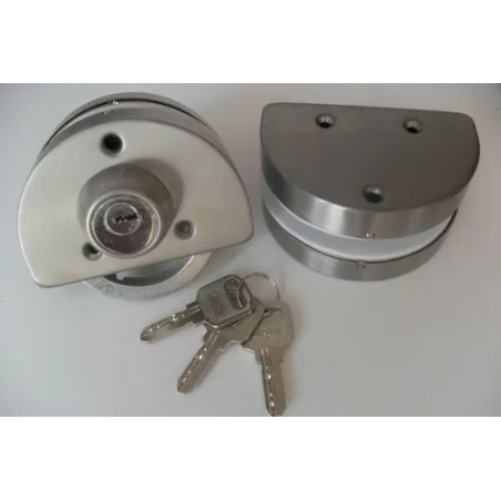 Serrure de Porte en Verre Double Entrée en Inox 3 Cles