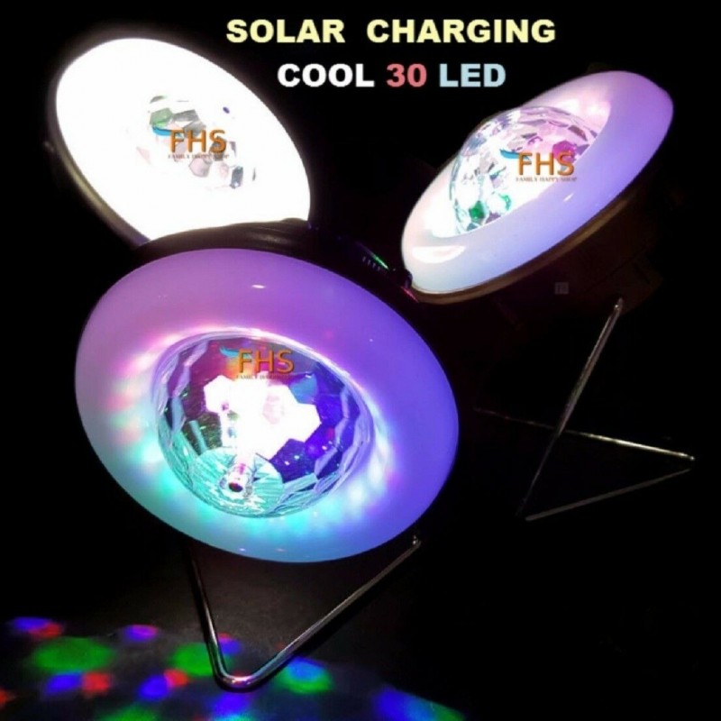 Lampe Solaire Led Rotative Rechargeable Eclairage Laser 30 Led DJ Fete Camping