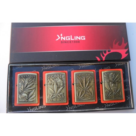 Set 4 Briquets à Essence Métal Cuivré En Relief 3D
