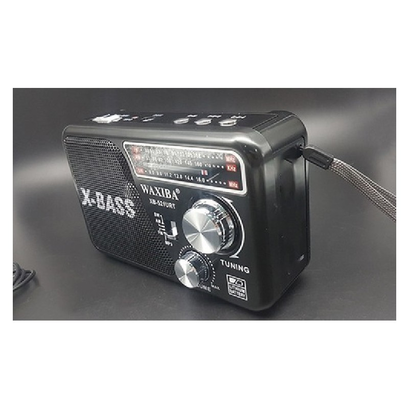 Radio Retro Portatil FM AM SW Usb TF c/ Alça Carregamento Solar 3W