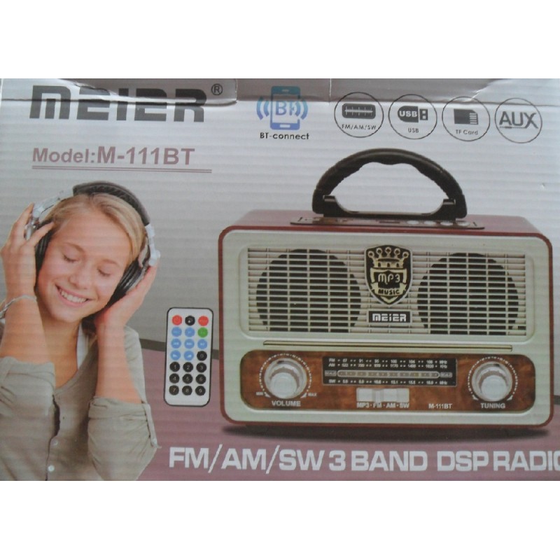 BLUETOOTH TELECOMMANDE Radio DSP Vintage Rechargeable AM/FM/SW1-3 USB MP3 TF 110/220V & Piles