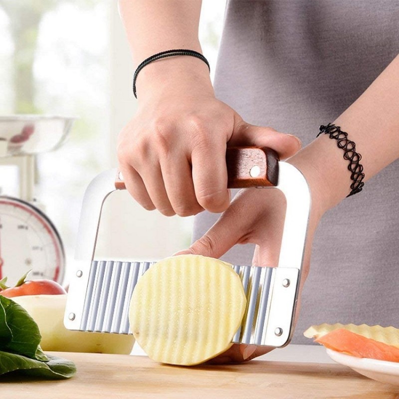 Couteau ondulé en acier inoxydable - Légume, gadget de cuisine de coupe de  fruits