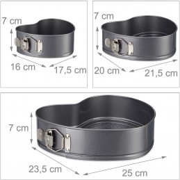 Lot DE 3 MOULES A CHARNIERES COEUR Ø 22 / 24 / 26 cm
