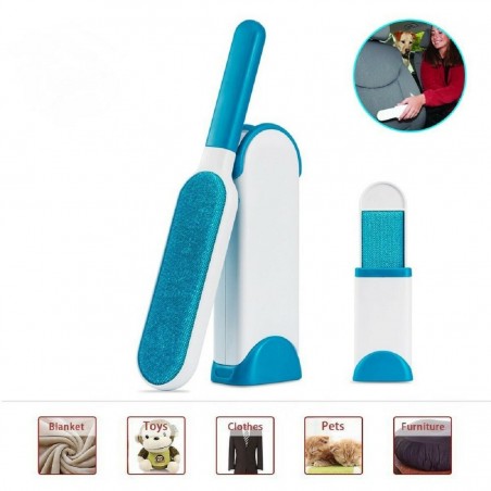Brosse à Peluches Base Autonettoyante Double Face Enlève Poils Vêtements Meubles