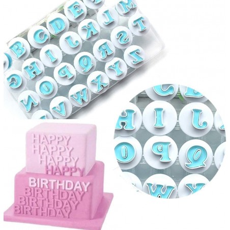 Assortiment de 36 Emportes Pièces à Piston Chiffres & Lettres Cake Design
