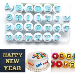 Assortiment de 36 Emportes Pièces à Piston Chiffres & Lettres Cake Design
