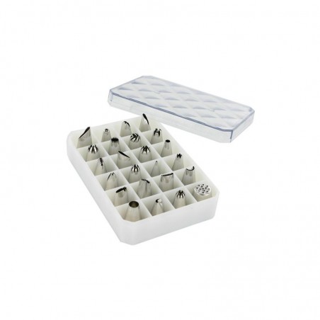 Coffret 24 Douilles Décors Fins Inox Décoration Pate À Sucre Pate D'amande