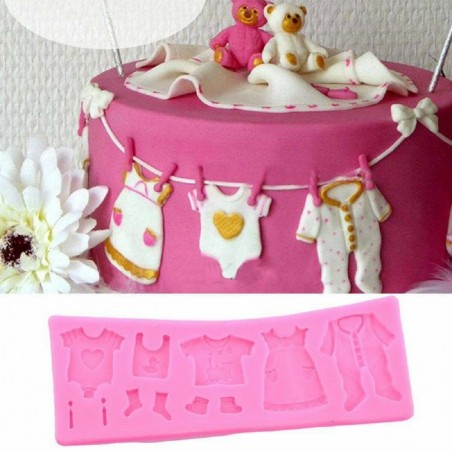 Moule Silicone Decors Habils Bébé Pate à Sucre & d’Amande Cake Design