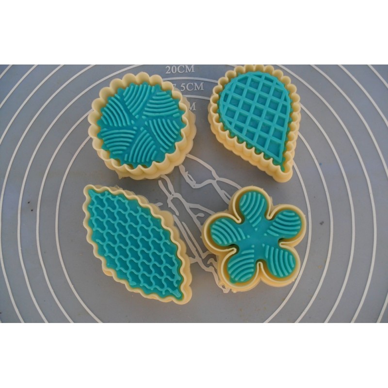 Moule à Emporte-pièce MGOH-174 - 4 Formes, 8 Empreintes Doubles Faces, Pour Fondants, Sablés, Gâteaux
