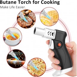 PROFESSIONNEL CHALUMEAU CUISINE RECHARGEABLE, TORCHE, BRIQUET, FLAMME RÉGLABLE, CUISSON, CAMPING, SOUDURE