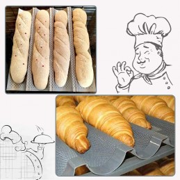 PLAQUE DE CUISSON POUR 4 BAGUETTES 38 X 33 CM