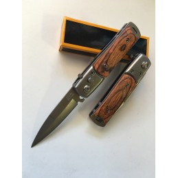 Petit Couteau Pliant De Poche Lame Acier Fine Droite 6,5 Cm Manche Bois 9 Cm Chasse Pêche Bivouac