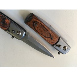 Petit Couteau Pliant De Poche Lame Acier Fine Droite 6,5 Cm Manche Bois 9 Cm Chasse Pêche Bivouac