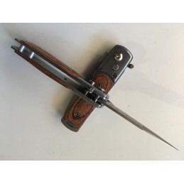Petit Couteau Pliant De Poche Lame Acier Fine Droite 6,5 Cm Manche Bois 9 Cm Chasse Pêche Bivouac