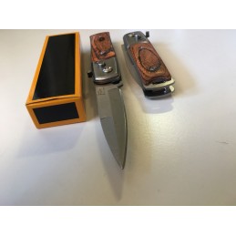 Petit Couteau Pliant De Poche Lame Acier Fine Droite 6,5 Cm Manche Bois 9 Cm Chasse Pêche Bivouac