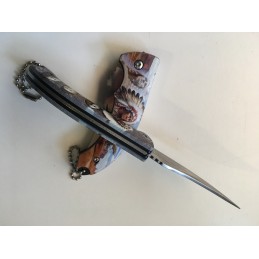 1 PETIT COUTEAU APACHES PLIANT DE POCHE LAME ACIER 7 CM MANCHE RESINE 9 CM CANIF LANIERE