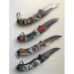 1 PETIT COUTEAU APACHES PLIANT DE POCHE LAME ACIER 7 CM MANCHE RESINE 9 CM CANIF LANIERE