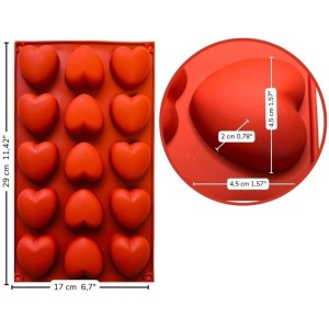 Moule Silicone Souple 15 Petits Fours / Coeur / 29 X 17 Cm