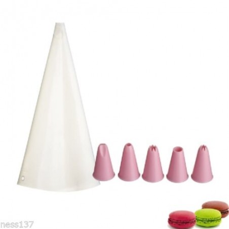 Poche en Silicone Lavable de 40 cm + 5 Douilles Patisserie Plastique