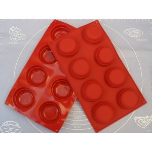 Moule Silicone Souple 8 Petits Fours / Ronds Bombés / 29 X 17 Cm