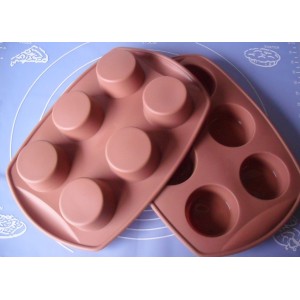 Mini Moule à Cake en Silicone 6 Cavités Rondes Muffin