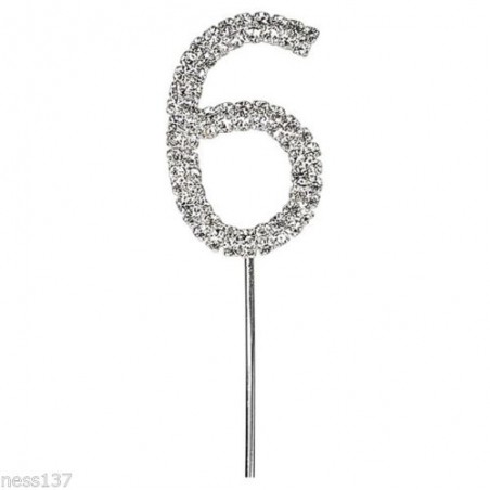 Chiffre Strass Cristal Sur Pic Argenté Décoration Cake Design Anniversaire