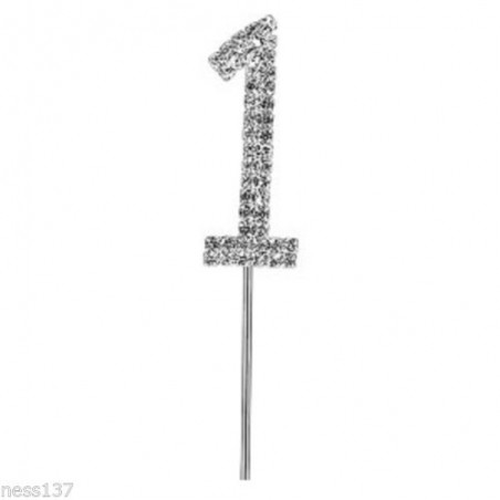Chiffre Strass Cristal Sur Pic Argenté Décoration Cake Design Anniversaire